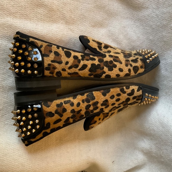 XQWFH Men's Leopard Print Slip On Dress Shoes Loafers Spiked Size 10.5 Unique! - Picture 12 of 14